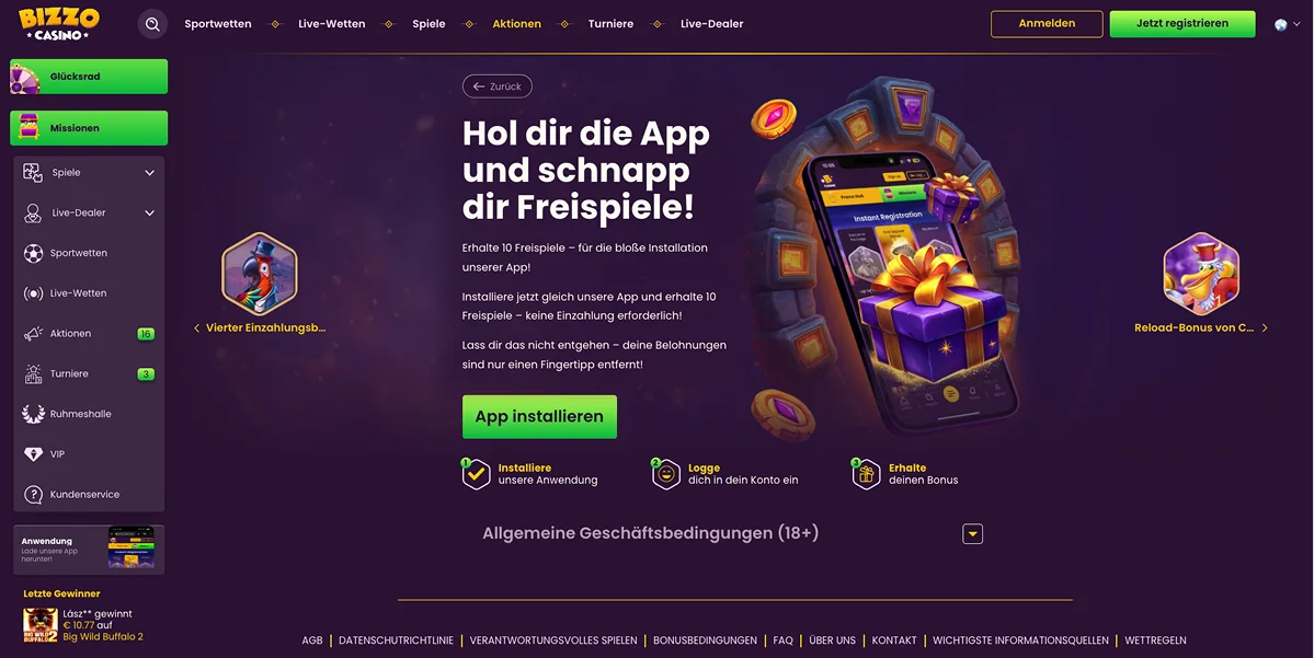 Bizzo Casino app